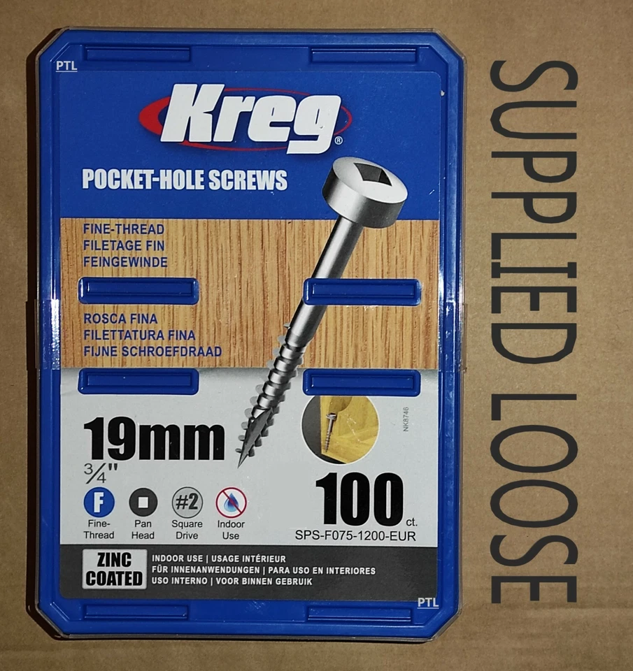100 GENUINE KREG 3/4" 19mm Fine Pocket Screws Zinc coated PAN HEAD SuppliedLoose