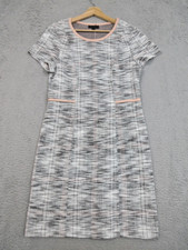 Connected Apparel Dress Women 10 Grey-Pink Tweed Coprcore Office Siren Chic Work