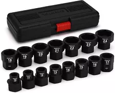 15PCS 1/2" Drive Low Profile Nano Impact Socket Set Metric 10mm-24mm, CR-MO