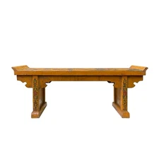 Chinese Distressed Yellow People Graphic Rectangular Stand Display ws1918