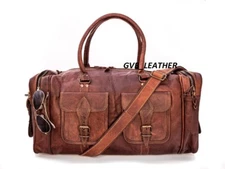 Sale- 22" Leather Travel Bag Duffle Gym Men Vintage Luggage Overnight Weekend