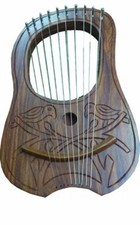 CC Lyre Harp 2 Birds Design 10 Strings Hand Engraved/Lyra Harp Rose Wood/Harfe