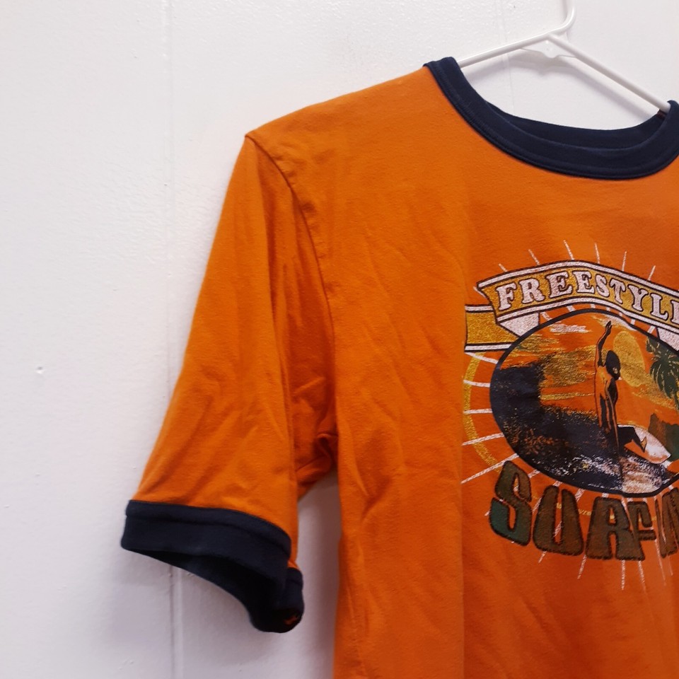 Children's Place orange TShirt Boy's Size L 10/12 FreeStyle Surfing