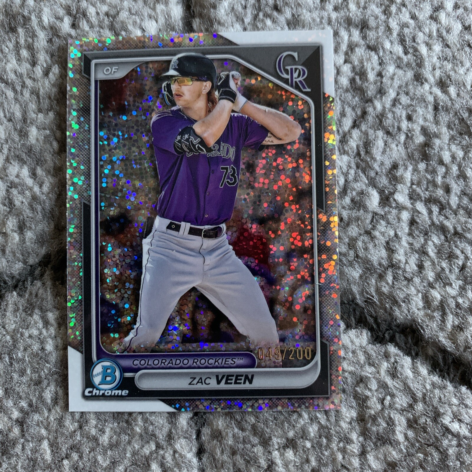 2024 Bowman Draft Chrome Zac Veen Speckle Parallel Rockies #BDC-61 /200