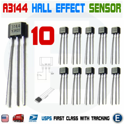 10pcs A3144 A3144E OH3144E A1044 Hall Effect Magnetic Sensor Switch Arduino