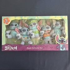 Disney 5 Piece STITCH Plush Collector Set Very Cute Hawaiian Sealed
