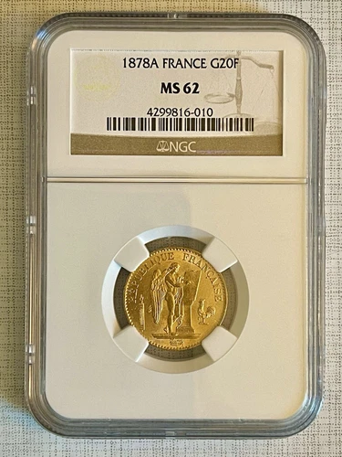 France 1878A 20 Francs Gold NGC MS62 SKU# 4346