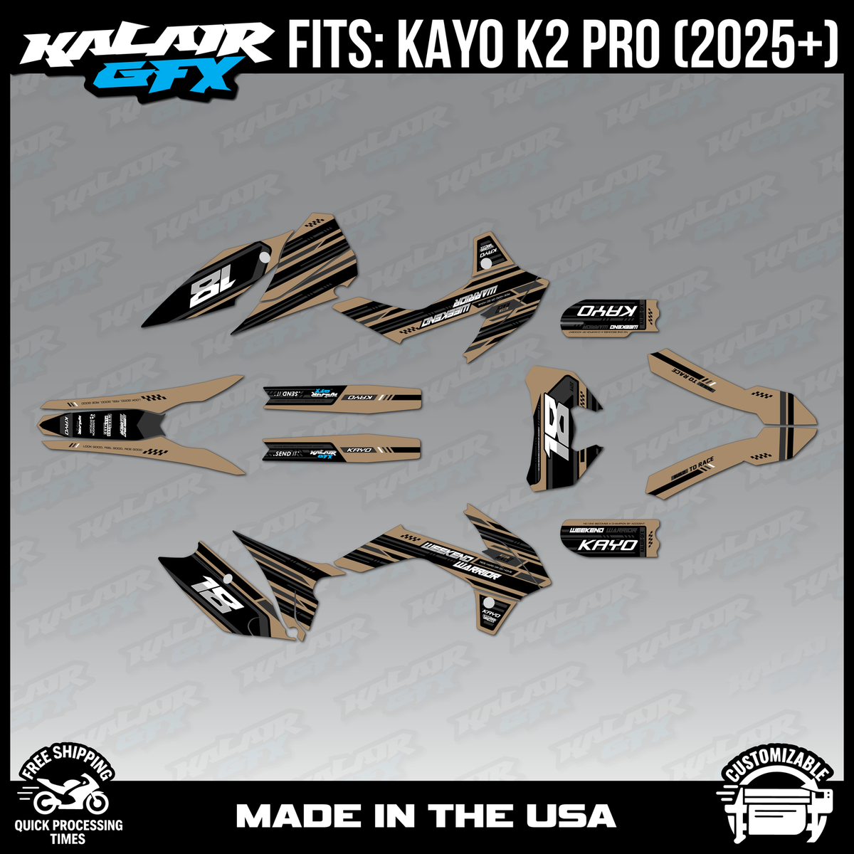 Graphics Kit for Kayo K2 PRO (2025+) Warrior Series - TAN | eBay