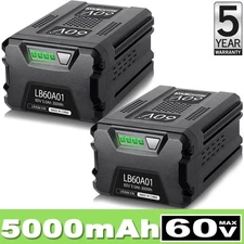 2Pack 5.0Ah For Greenworks Pro 60Volt Max  Lithium Ion Battery LB604  LB60A01