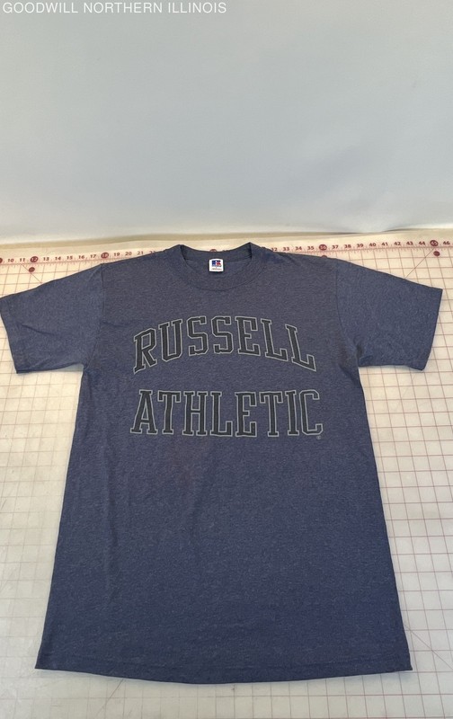 Men's Vintage USA-Made Russell Athletic Spellout Blue Heather T-shirt Size L