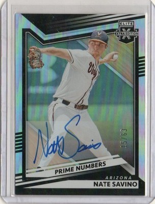 2022 PANINI ELITE EXTRA EDITION NATE SAVINO PRIME NUMBERS   AUTOGRAPH #15/63