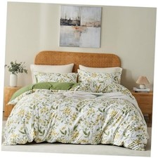 Sage Duvet Cover Set Size Farmhouse Bedding Set Microfiber Queen Green Floral