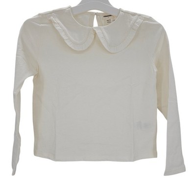 J, Crew Crewcuts Girls size S 6/7 Ruffle Collar Long Sleeve T-Shirt Cream NEW