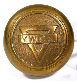 ca1900 CAST BRASS YWCA DOORKNOB EMBLEMATIC KNOB YOUNG WOMENS CHRISTIAN ASSOC