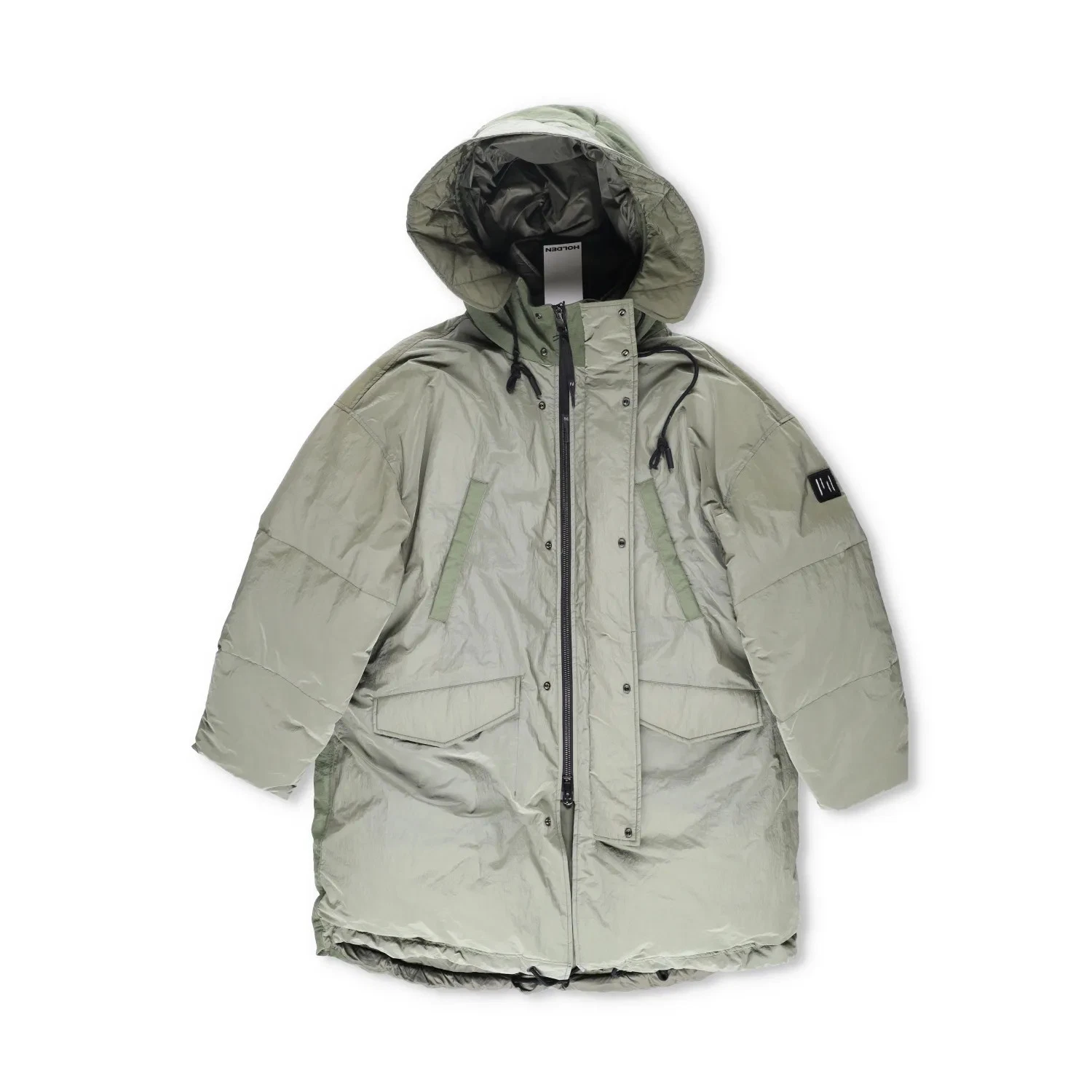 HOLDEN Mens Green Parka Coat Softshell Stand Up Collar Zip Closure M RRP 800 image 5