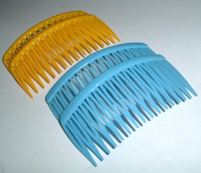2 Pair Sky Blue and Lemon Yellow Lucite Slide Hair Combs