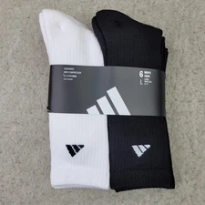 adidas Mens L Athletic Cushioned Crew Socks Arch Compression Secure Fit 6 Pair