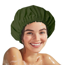 Shower Cap for Women, Double Layer Waterproof Bath Cap, Reusable Hair Protector,