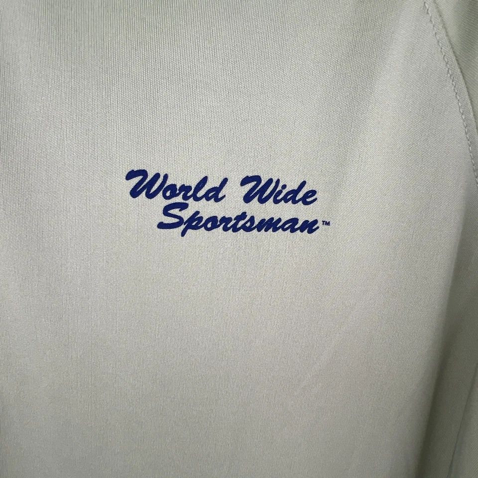 World Wide Sportsman L Pesca Verde Manga Corta Jason Mathias Arte Lubina Pez Foto 3 de 4