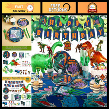 Dinosaur Birthday Party Supplies Kit for Boys - 20 Guests, Plates, Cups, Balloon