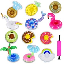 12 Pack Inflatable Floating Drinking Holders, Drink Floats Inflatable Cup Coa...