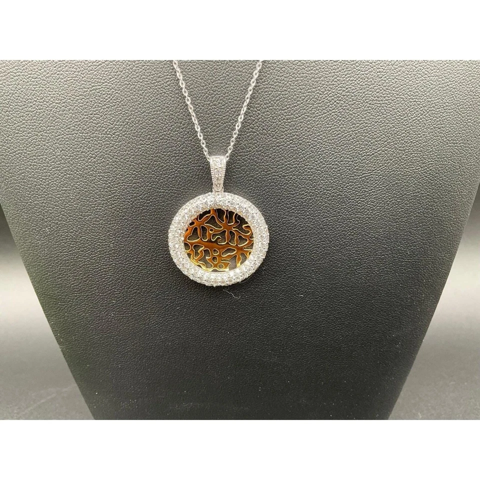 Colar pingente de prata esterlina Esposito CZ com centro de filigrana 18" caixa JTV - Imagem 4 de 4