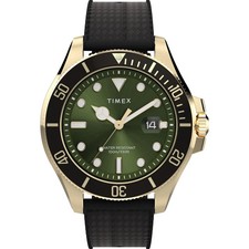 New Timex Trend Harborside Coast Green Dial Rubber Strap Men's Watch TW2Y05300
