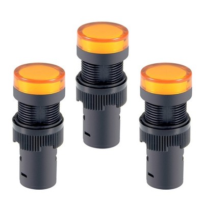 3pcs Indicator Lights AC/DC 24V Yellow LED Flush Panel Mount 5/8'' 16mm
