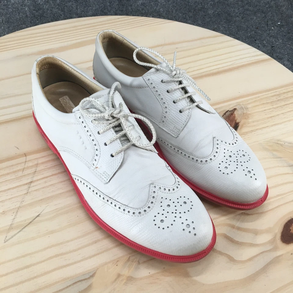 ECCO Shoes Womens 40 Classic Hybrid Spikeless Golf Brogue Oxford White Leather - Image 3 of 4