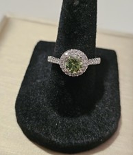 Moissanite Green Diamond Lab Created  2.0 Carat Ring In Silver. Adjustable