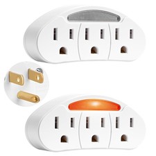 3-Prong 3-Outlet Plug Wall Mount Extender 2 Pack, 3-Prong to 3-Prong 3 Side O...