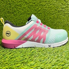 Timberland PRO Radius Womens Size 9.5 Green Pink Composite Toe Safety Work Shoes