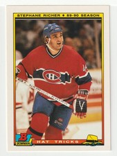 Stephane Richer - Montreal - Hat Trick (Hockey Card) 1990-91 Bowman # 11 - Mint
