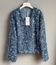 Pailletten Pullover Top Strick Gr. S M L XL 3...