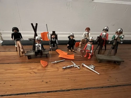 Vintage 1974 Playmobil Knights with Horses and Accessories