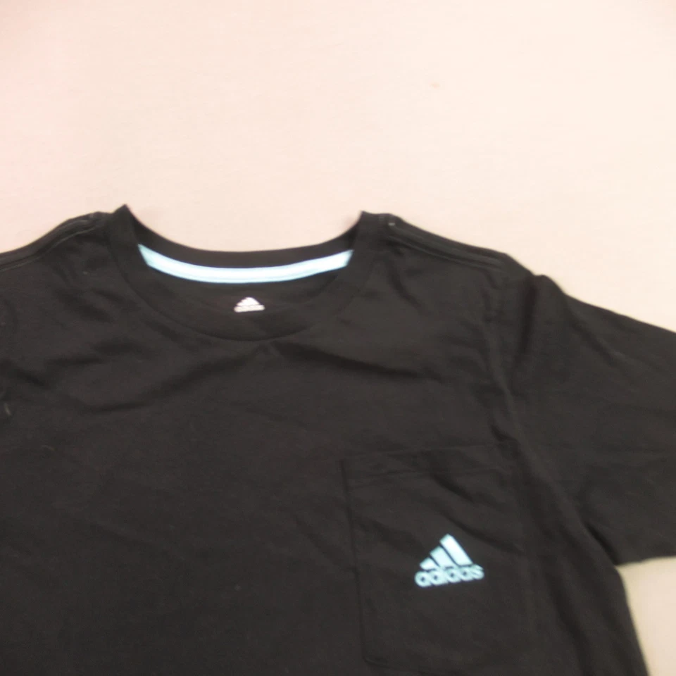 Adidas Shirt Boys 14-16 Short Sleeve Casual Crew Neck Lightweight Black - Image 2 of 4