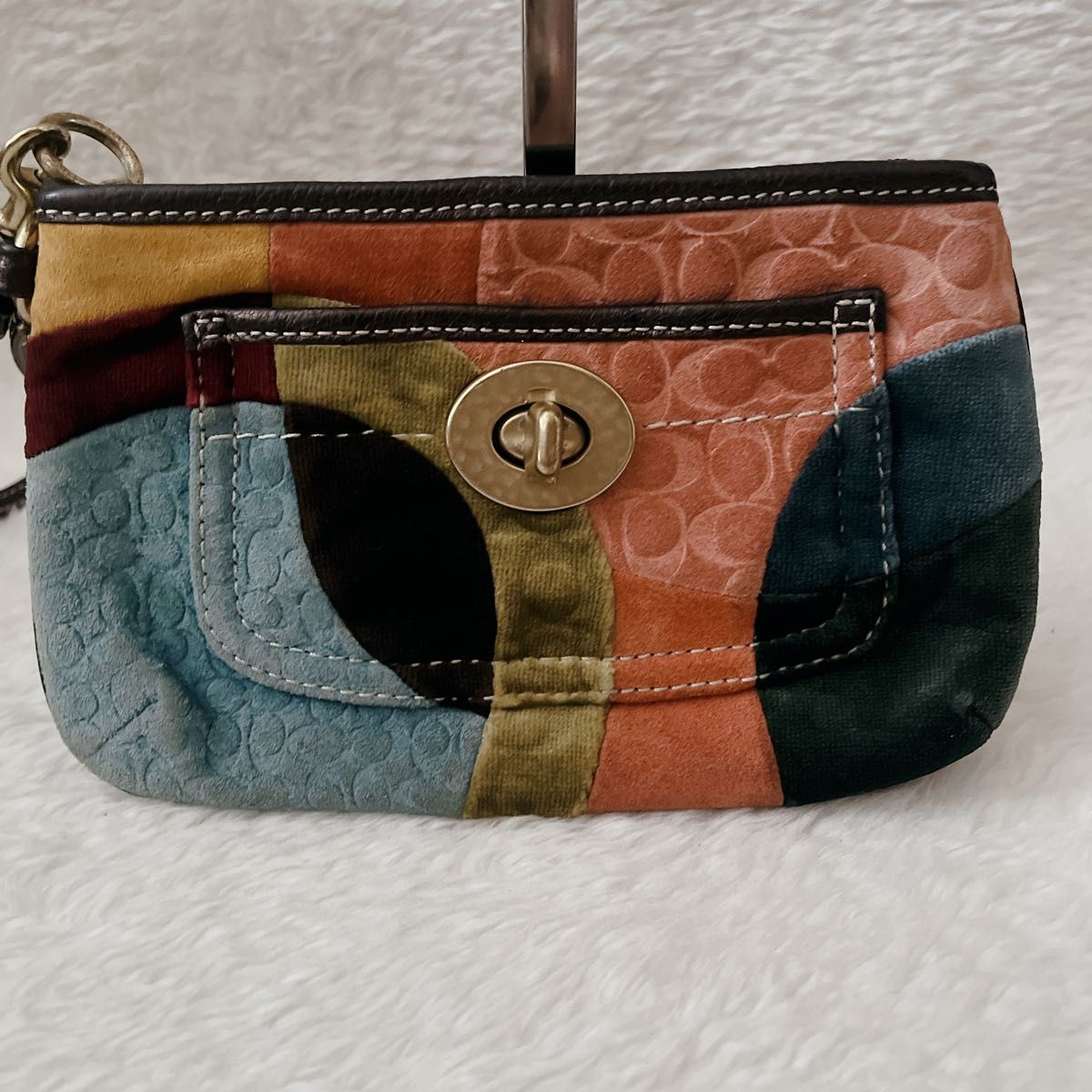 COACH Signature Patchwork Hand Bag Accessory Pouc… - image 14