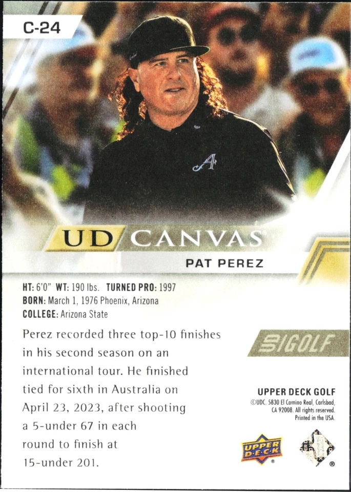 PAT PEREZ - 2024 Upper Deck Golf #C-24 - UD Canvas Trading Card - Image 2 of 2