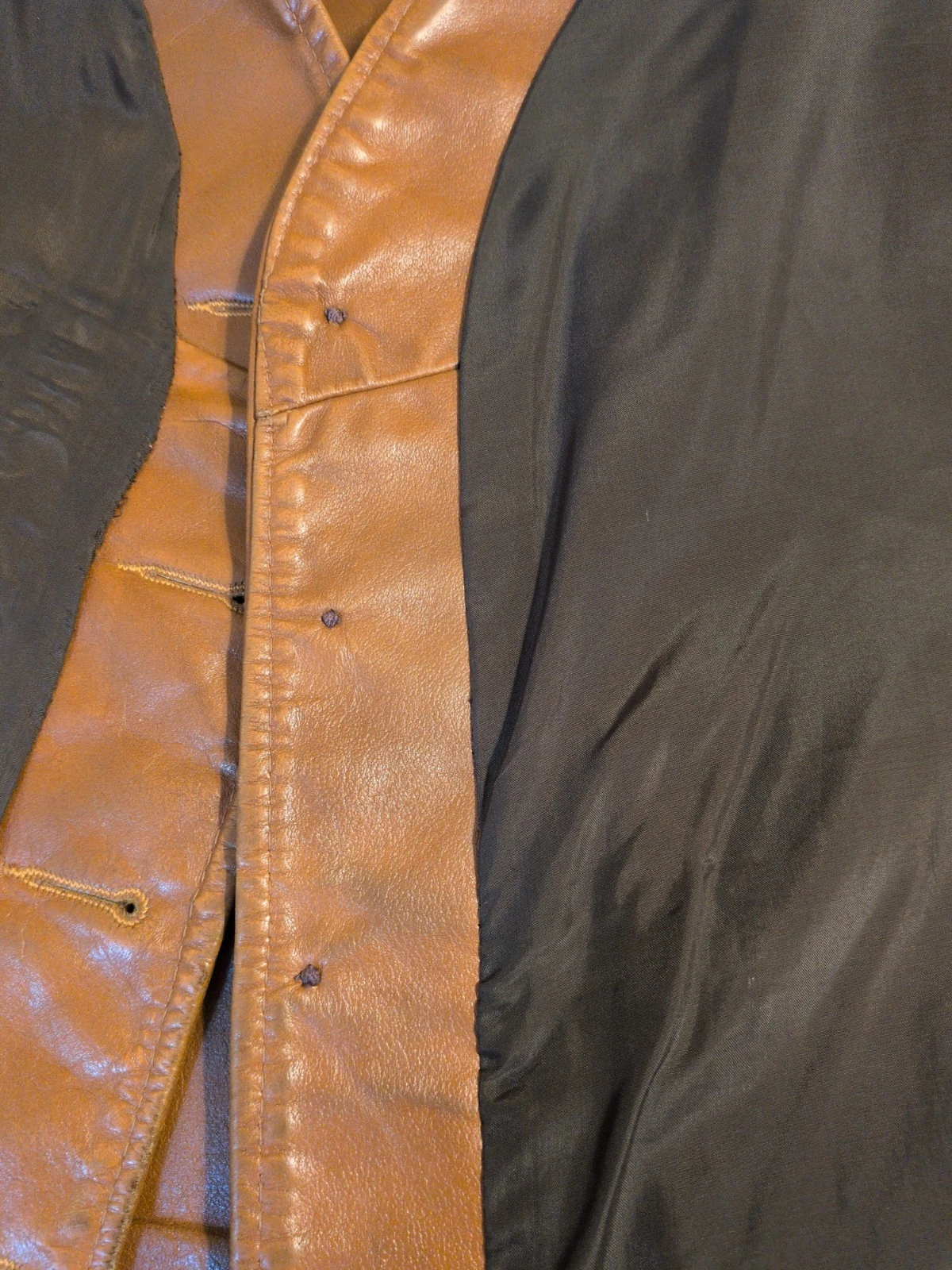 Vtg Rancher Leather Yoke Vest Schott XL USA Distressed Cowboy Cut MC Motorcycle - product detail image 18
