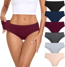 6P Women's Cotton Hipster Underwear Low Rise Briefs Soft Stretch Panties Tagless