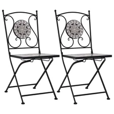  Garden Chair Set of 2 Grey Powder-coated steel and ceramic