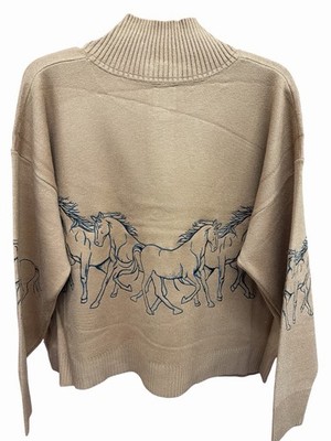 Anthropologie Maeve Women's The Montana Horse Mock Neck Half Zip