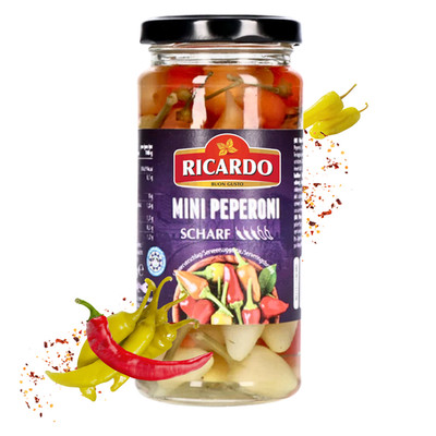 RICARDO Mini Peperoni 250g Feinkost Mini Capsicum Gelb Scharf Gewürzpaprika
