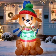 TRMESIA 4FT Christmas Inflatable Dog Decoration w/ LED Lights for Indoor Outdoor