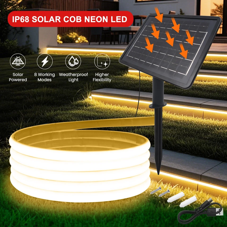 Solar COB LED Streifen Stripe Band Leiste Lichtband Wasserdicht Schlauch Außen - Bild 3 von 4