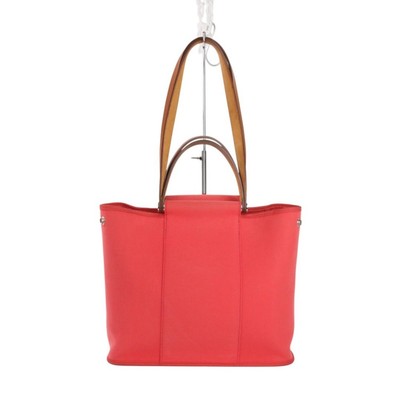 Good Condition HERMES Cabas PM 2WAY Toile Officier Canvas Tote Bag Red N Stamp L