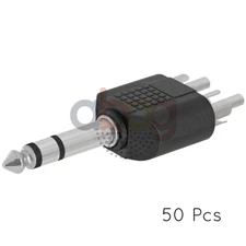 10PCS 6.35mm Stereo Male Plug to 2 RCA Male Plug Adapter Speaker Cable Splitter