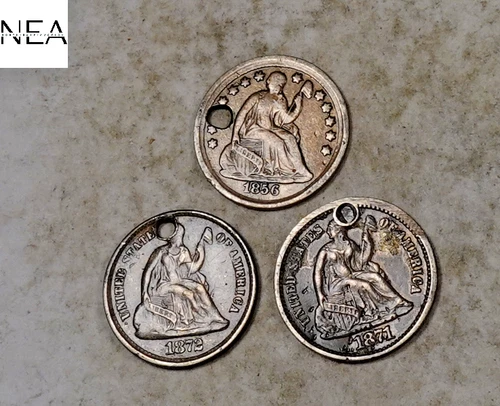 1856+1871+1872 Seated Liberty Half Dime Set/Lot ~ VF/XF ~ 2 Coins ~ ZHD19