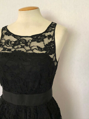 BB Dakota 4 Black Lace Dress LBD Sleeveless Full Skirt Short Bachelorette  Party | eBay