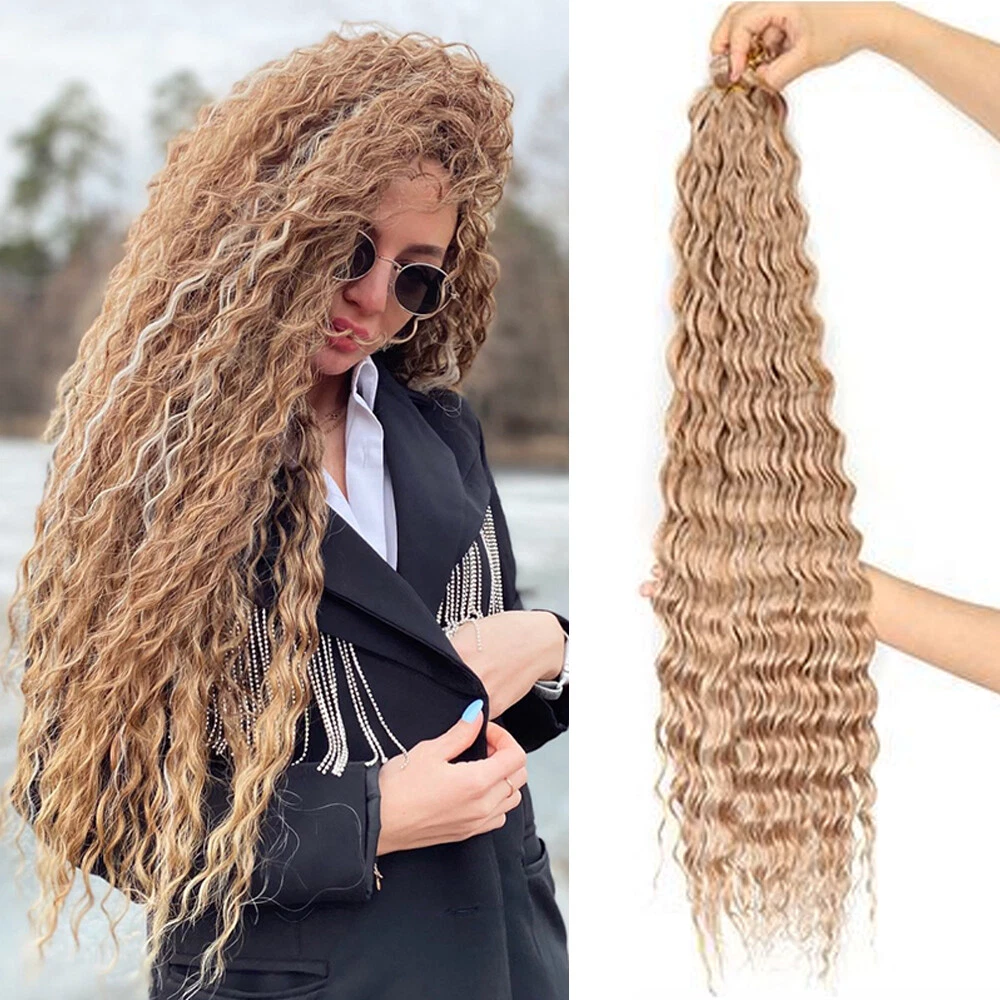 30 Deep Wave Crochet Hair Afro Curl Synthetic Crochet Braiding Hair  Extensions